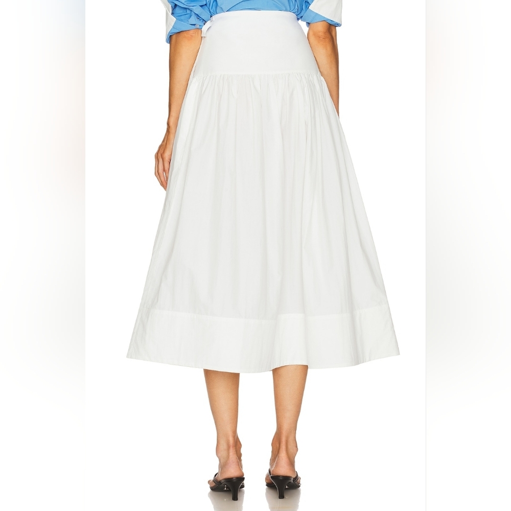 Helsa Midi Wrap Skirt in Tech Poplin in White - Picture 8 of 16